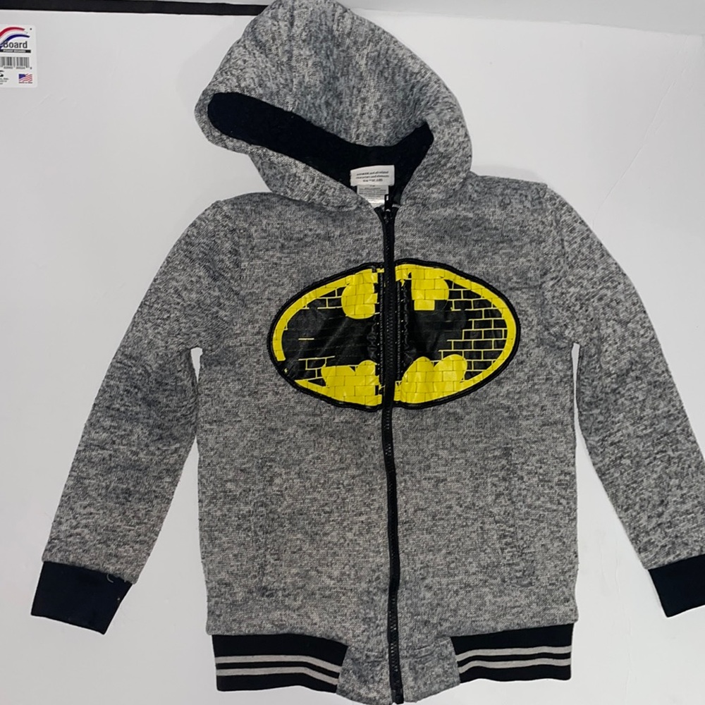 Batman Boys gray hooded jacket size 7/8 | Color Gray and Black
